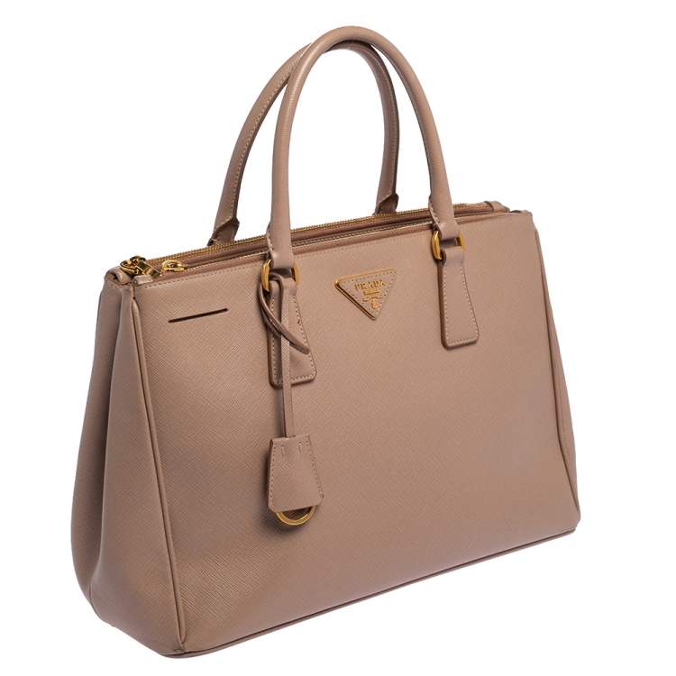Pre Owned Prada Dusty Pink Saffiano Lux Leather Medium Galleria Tote