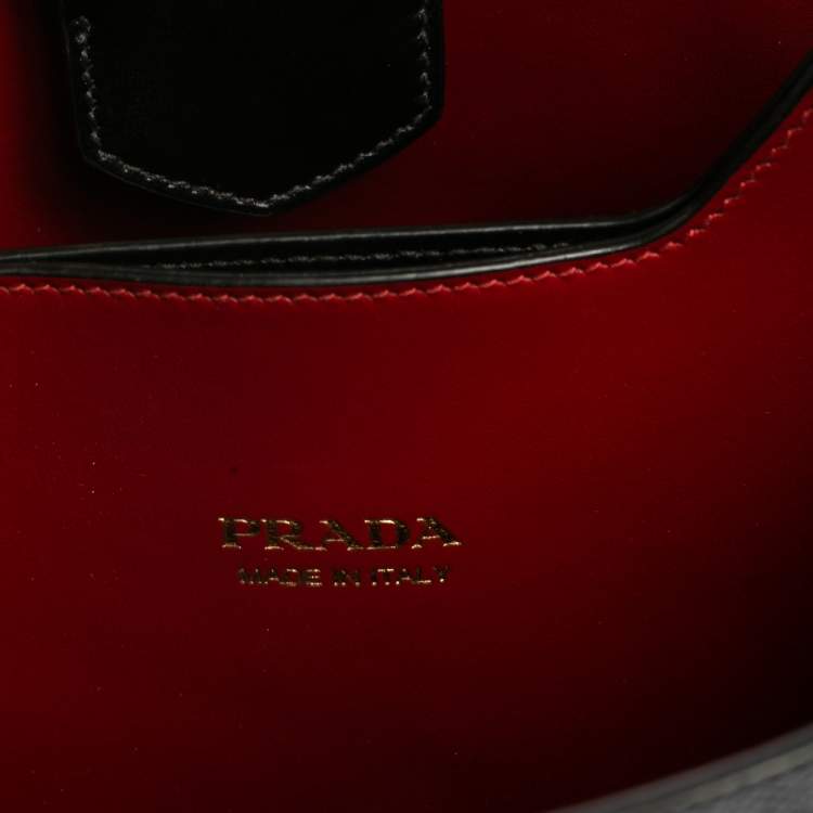 Pre Owned Prada Black Saffiano Leather Medium Panier Top Handle Bag
