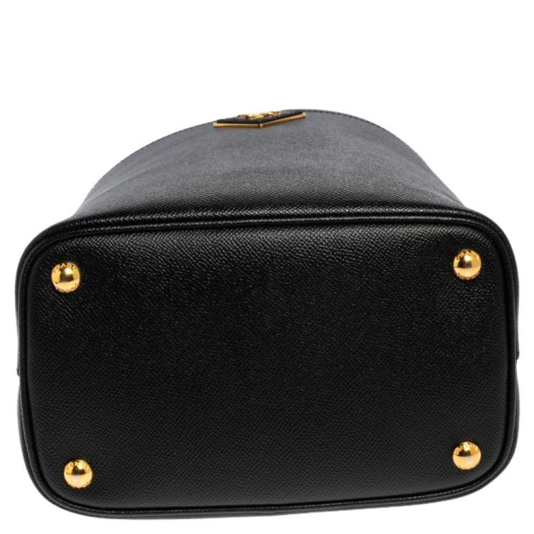 Pre Owned Prada Black Saffiano Leather Medium Panier Top Handle Bag