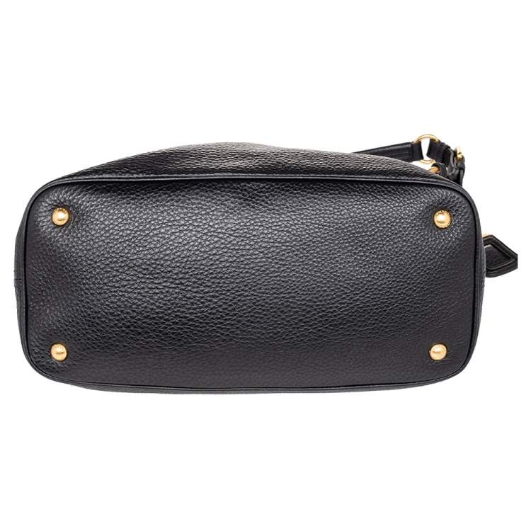 Pre Owned Prada Black Vitello Daino Leather Cervo Hobo