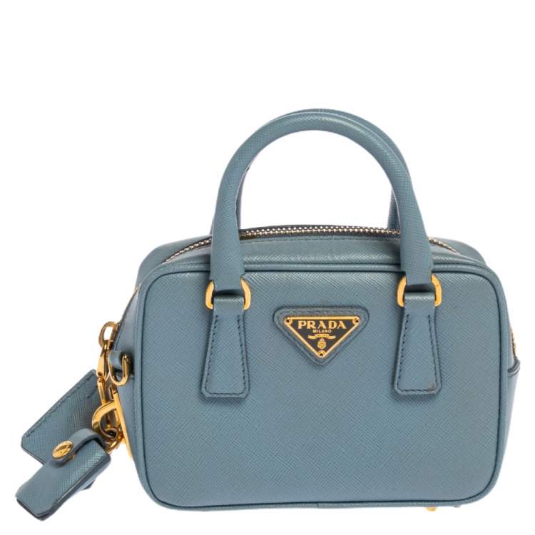 Prada Handbag Saffiano Lux Blue Preloved