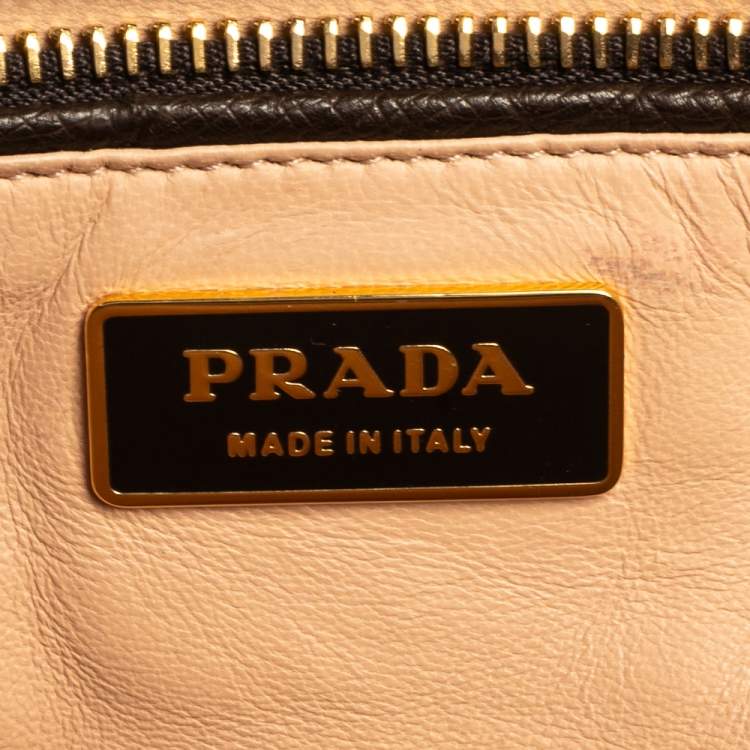 Pre Owned Prada Dark Brown Ostrich Small Galleria Tote