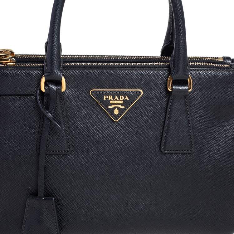 Pre Owned Prada Black Saffiano Lux Leather Mini Galleria Tote