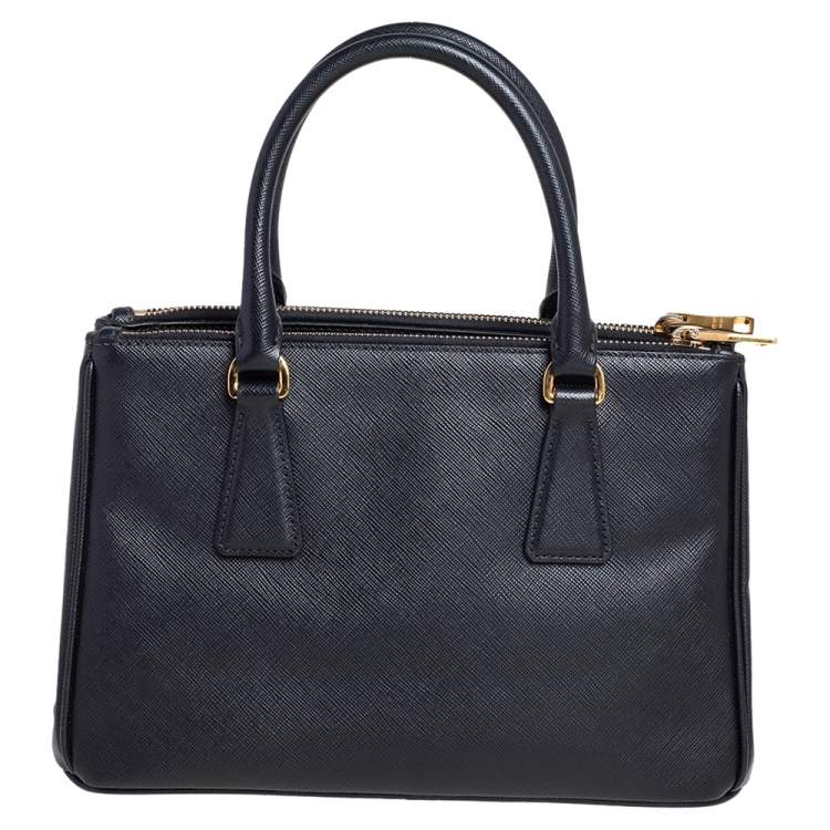 Pre Owned Prada Black Saffiano Lux Leather Mini Galleria Tote