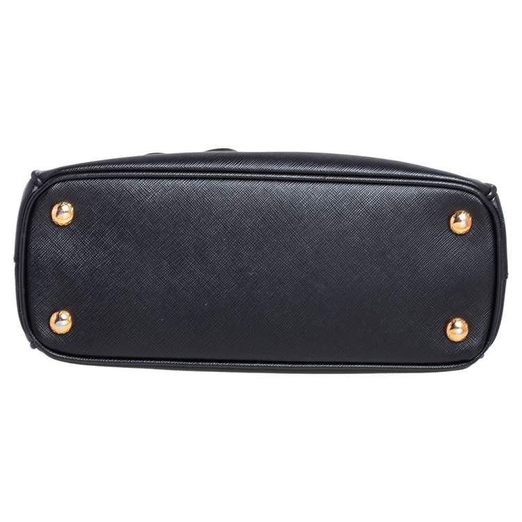 Pre Owned Prada Black Saffiano Lux Leather Mini Galleria Tote