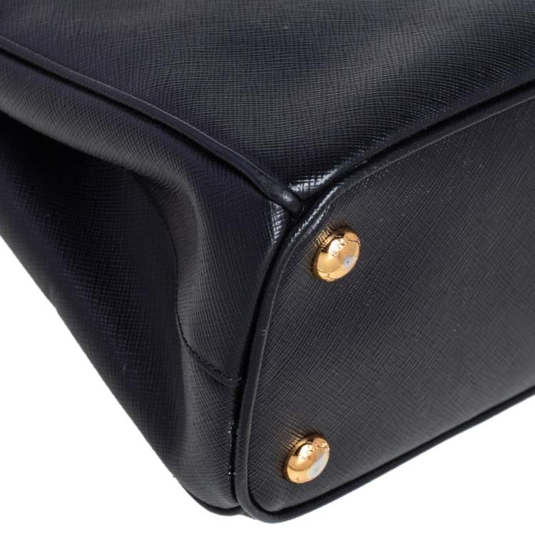 Pre Owned Prada Black Saffiano Lux Leather Mini Galleria Tote