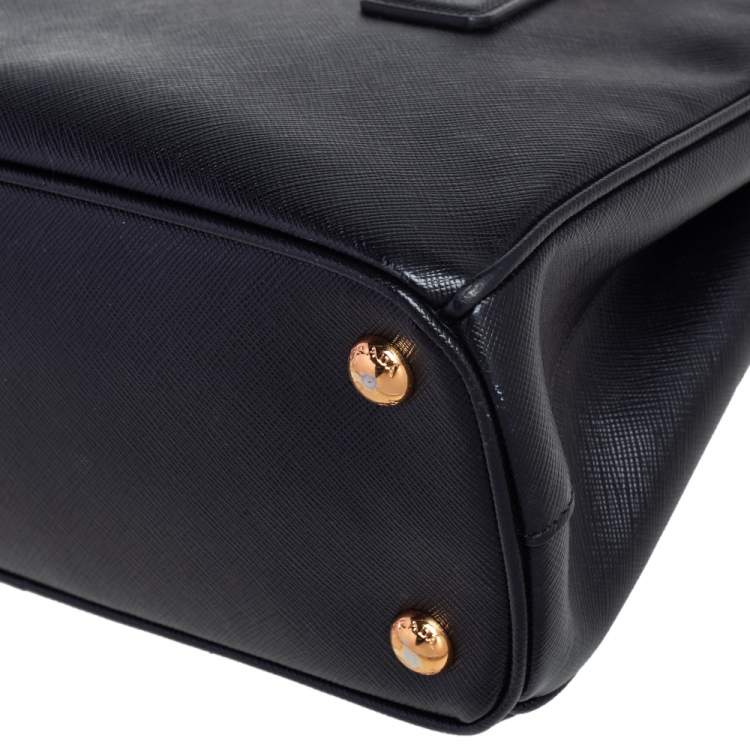 Pre Owned Prada Black Saffiano Lux Leather Mini Galleria Tote
