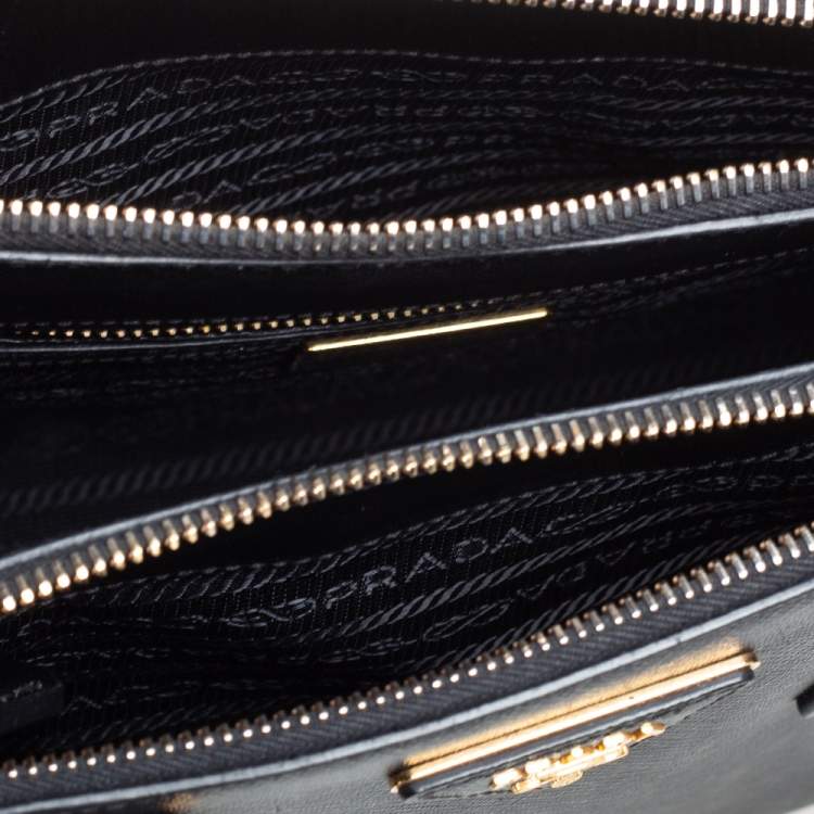 Pre Owned Prada Black Saffiano Lux Leather Mini Galleria Tote