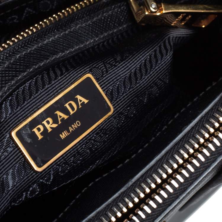 Pre Owned Prada Black Saffiano Lux Leather Mini Galleria Tote