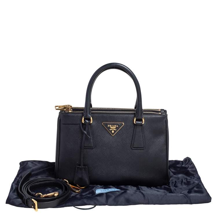 Pre Owned Prada Black Saffiano Lux Leather Mini Galleria Tote