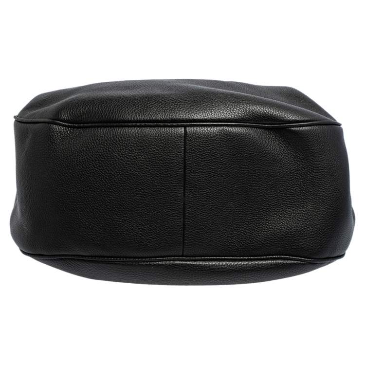 Pre Owned Prada Black Vitello Daino Leather Zip Top Hobo