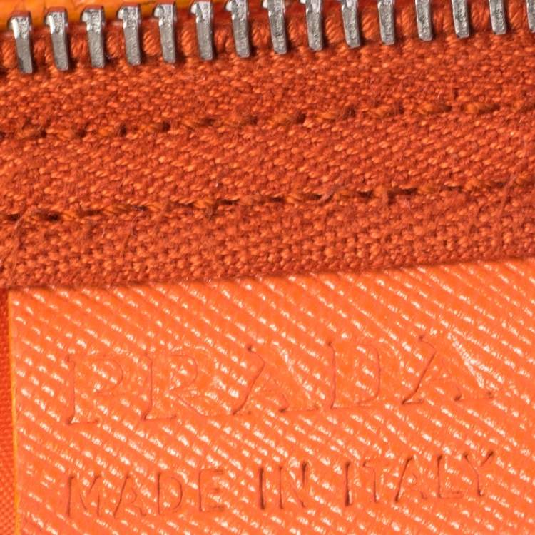 Pre Owned Prada Orange Nylon Boston Bag