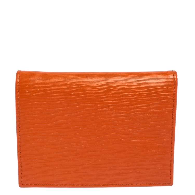 Pre Owned Prada Orange Vitello Move Leather Bifold Wallet