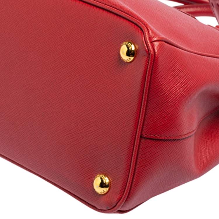 Pre Owned Prada Red Saffiano Lux Leather Small Galleria Tote