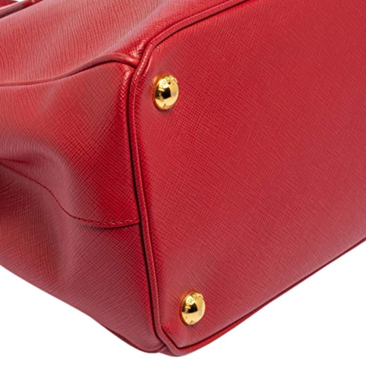 Pre Owned Prada Red Saffiano Lux Leather Small Galleria Tote