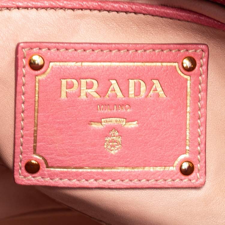 Pre Owned Prada Pink Ostrich Small Galleria Tote