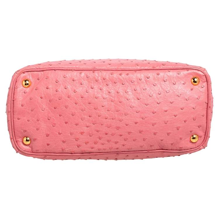 Pre Owned Prada Pink Ostrich Small Galleria Tote
