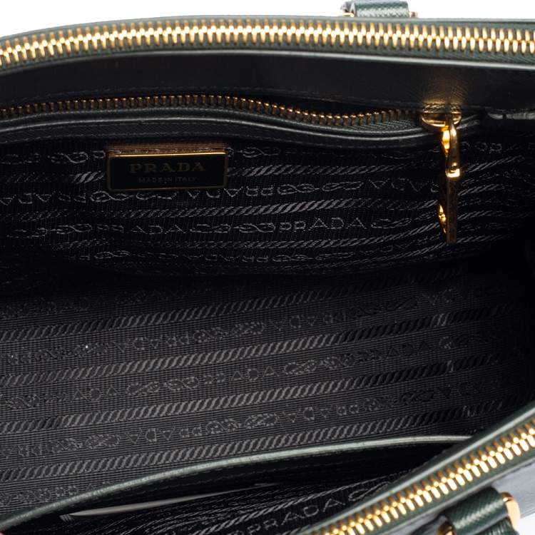 Pre Owned Prada Green Saffiano Leather Small Galleria Tote