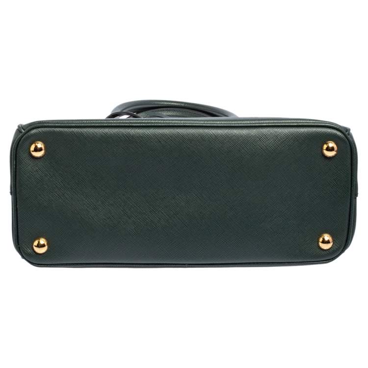 Pre Owned Prada Green Saffiano Leather Small Galleria Tote