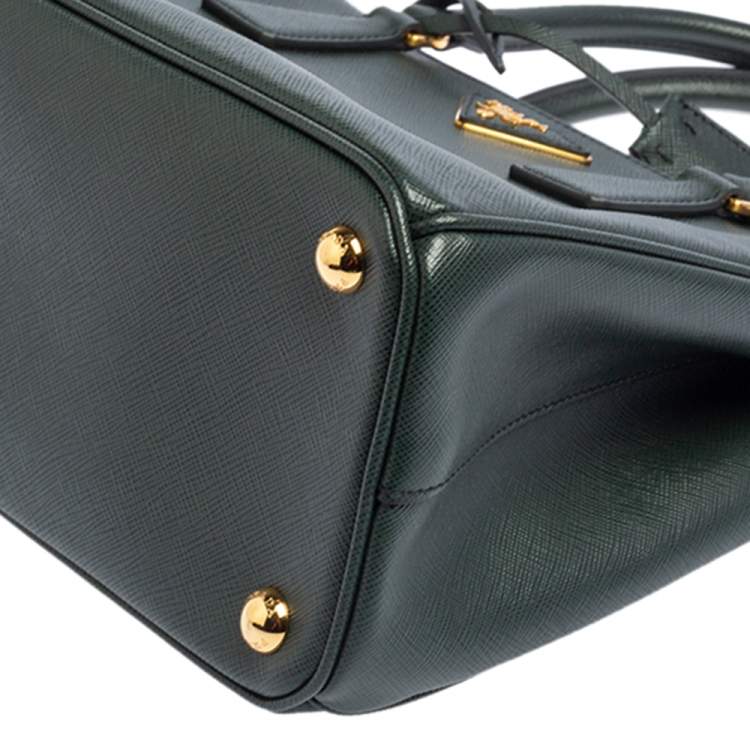 Pre Owned Prada Green Saffiano Leather Small Galleria Tote