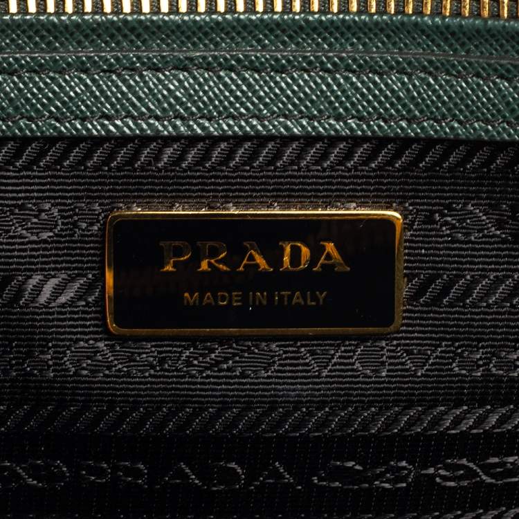Pre Owned Prada Green Saffiano Leather Small Galleria Tote