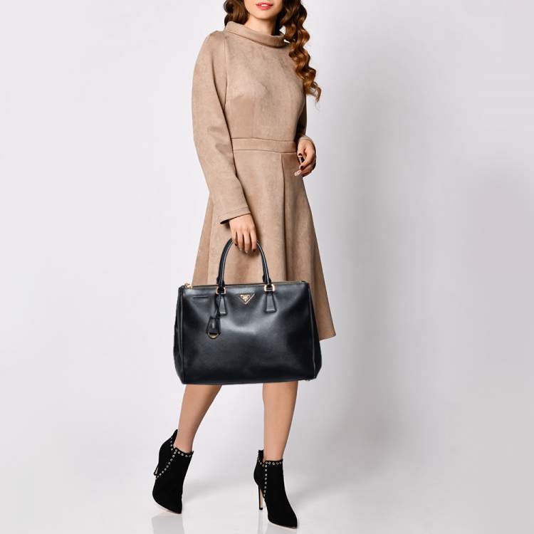 Pre Owned Prada Black Saffiano Lux Leather Large Galleria Tote