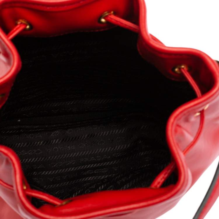 Pre Owned Prada Orange Leather Duet Bucket Shoulder Bag 
