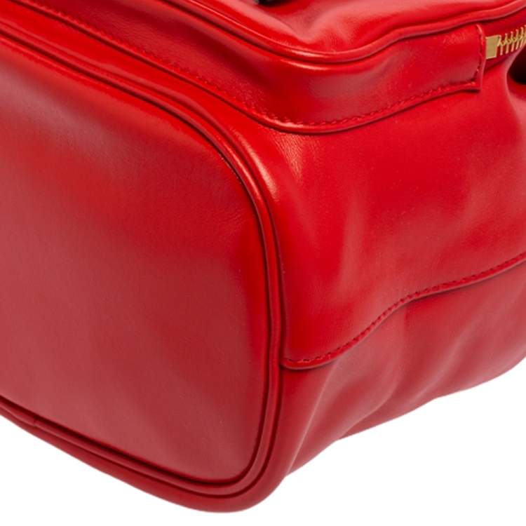 Pre Owned Prada Orange Leather Duet Bucket Shoulder Bag 