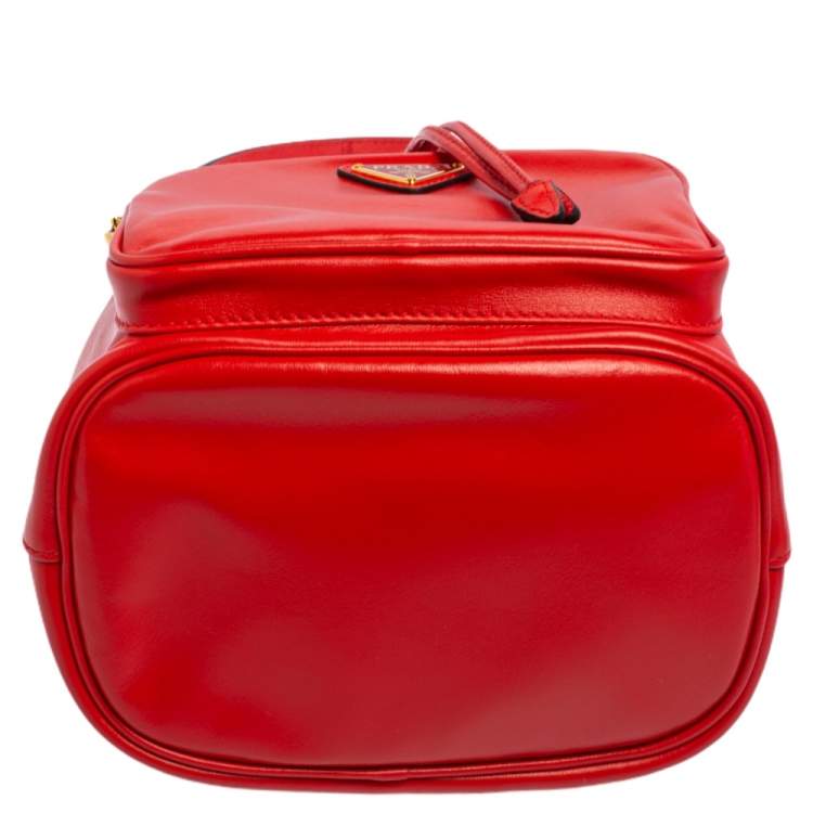 Pre Owned Prada Orange Leather Duet Bucket Shoulder Bag 