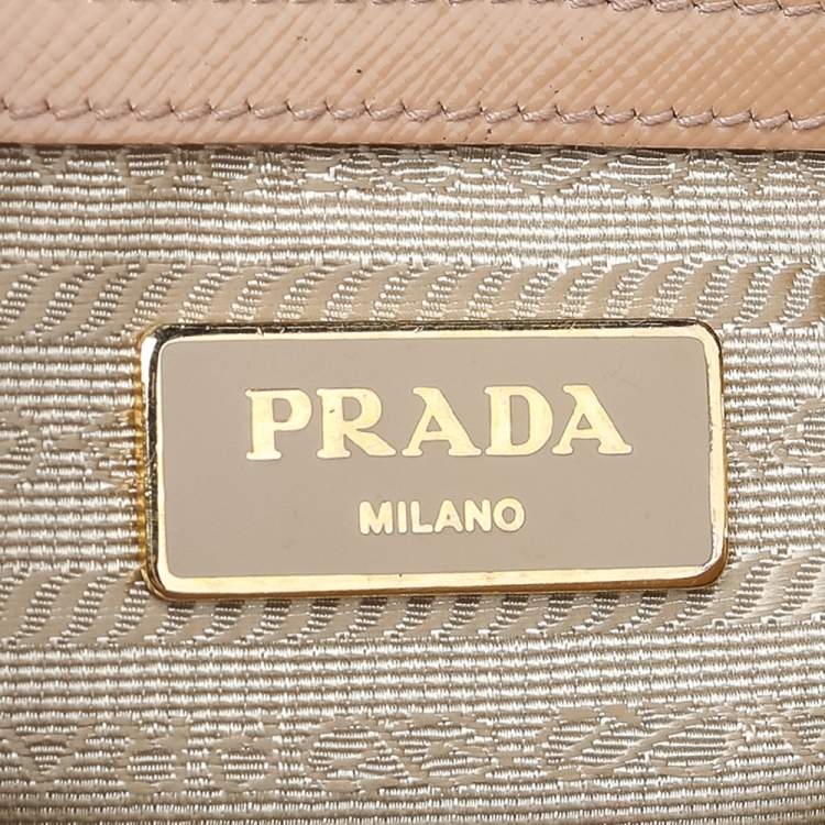Pre Owned Prada Beige Saffiano Vernice Leather Mini Galleria Tote