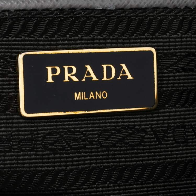 Pre Owned Prada Grey Saffiano Lux Leather Executive Galleria Tote