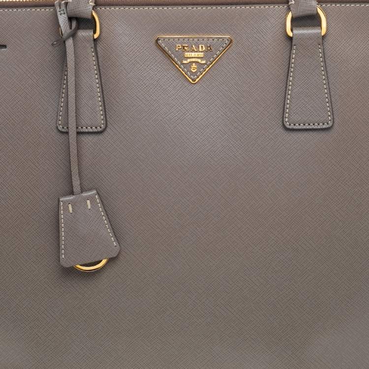 Pre Owned Prada Grey Saffiano Lux Leather Executive Galleria Tote