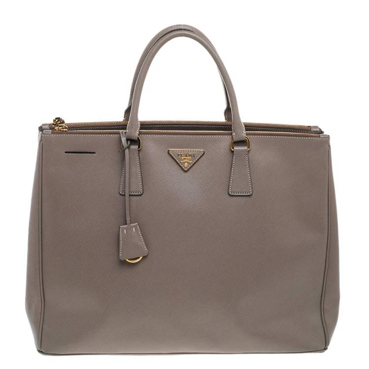 Prada Grey Saffiano Lux Leather Executive Galleria Tote Prada