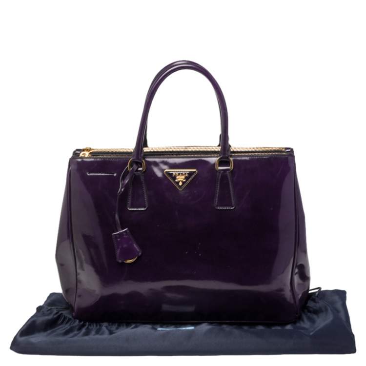 Pre Owned Prada Purple Spazzolato Leather Large Galleria Tote