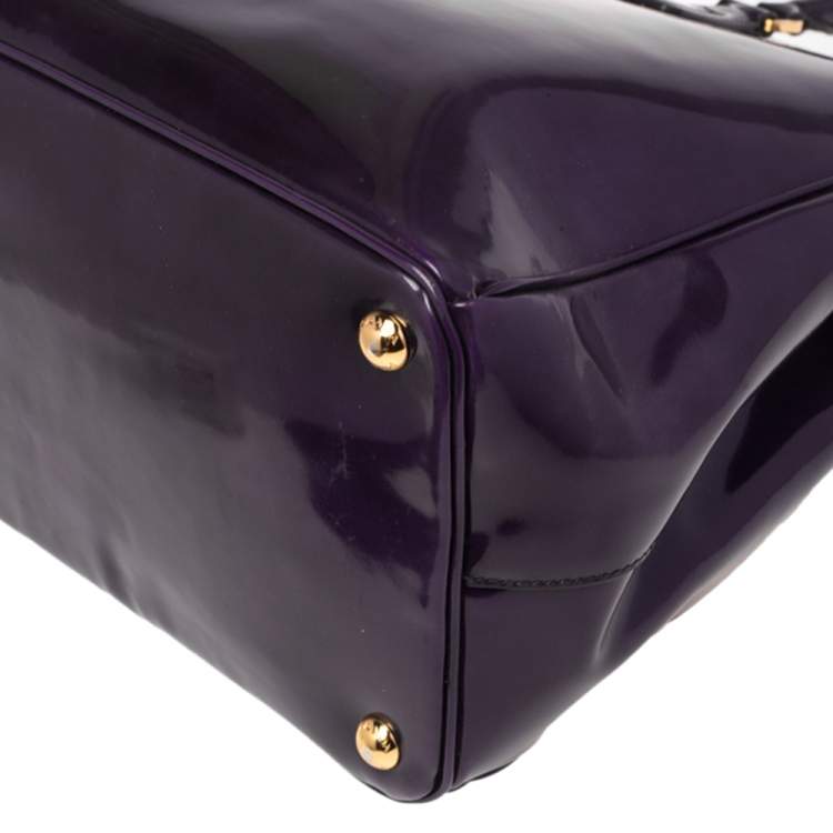 Pre Owned Prada Purple Spazzolato Leather Large Galleria Tote