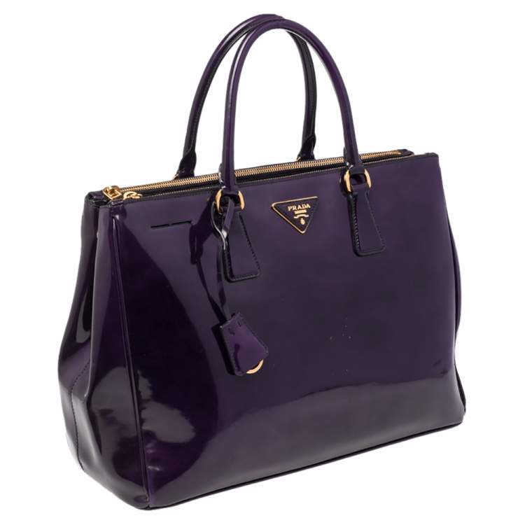 Pre Owned Prada Purple Spazzolato Leather Large Galleria Tote