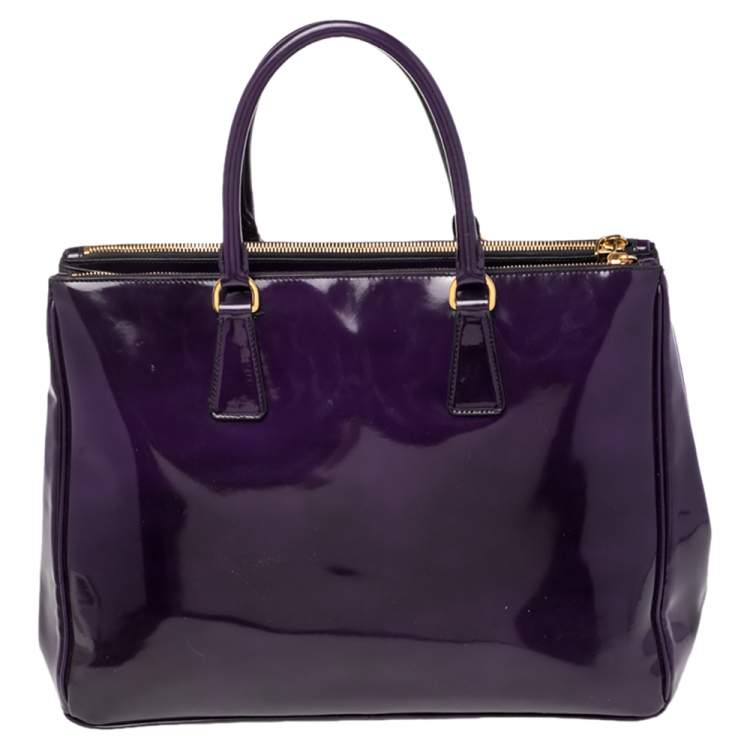 Pre Owned Prada Purple Spazzolato Leather Large Galleria Tote