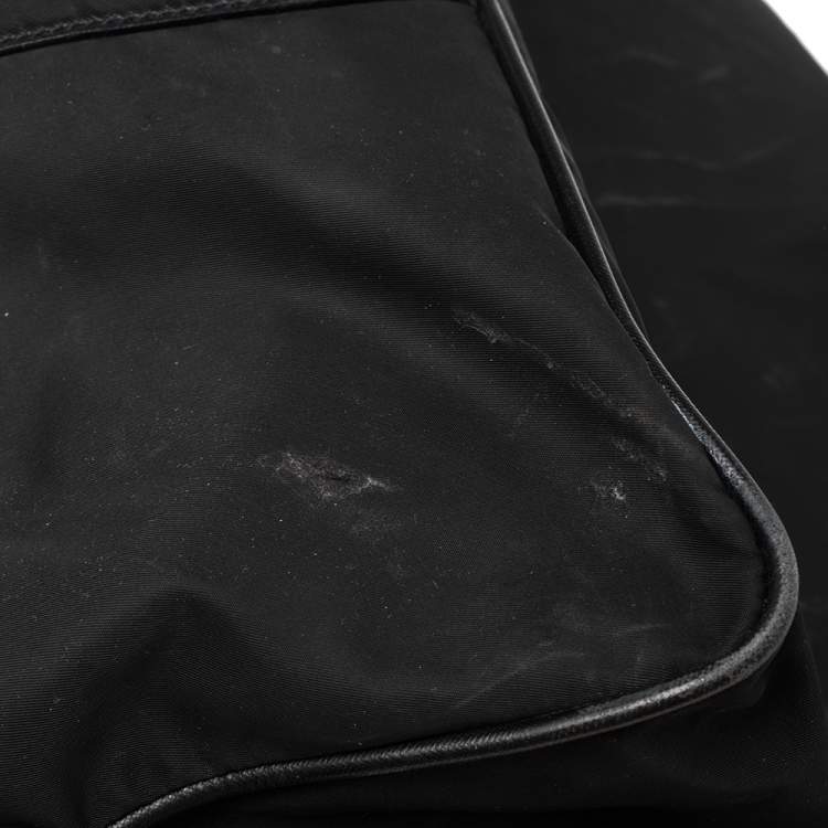 Pre Owned Prada Black Nylon and Leather Logo Duffel Bag