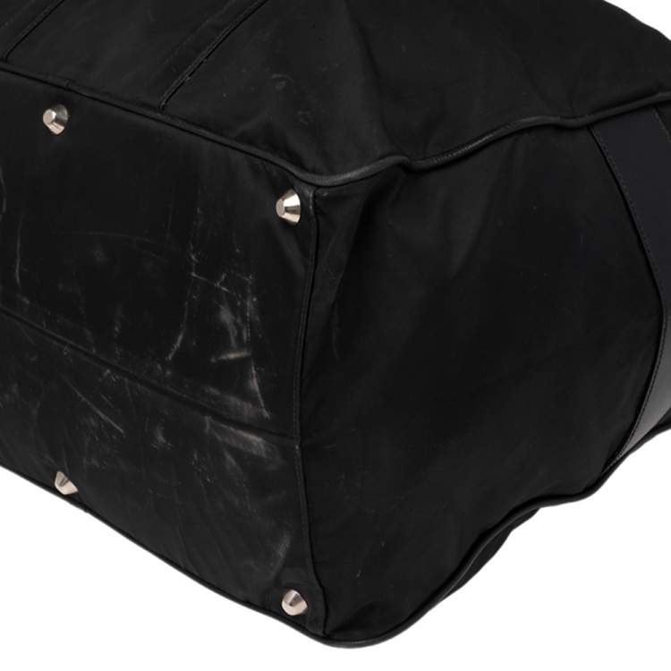 Pre Owned Prada Black Nylon and Leather Logo Duffel Bag