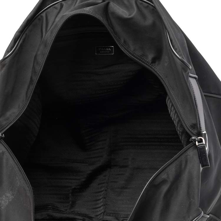 Pre Owned Prada Black Nylon and Leather Logo Duffel Bag