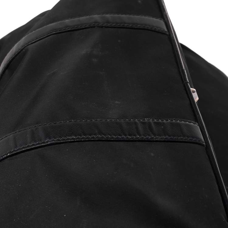 Pre Owned Prada Black Nylon and Leather Logo Duffel Bag