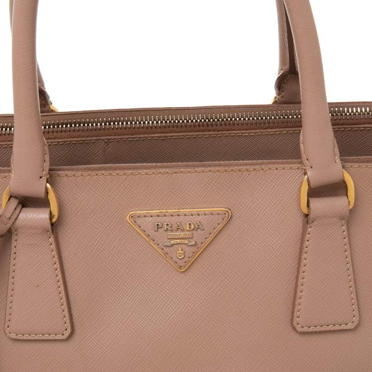 Pre Owned Prada Dusty Pink Saffiano Lux Leather Medium Galleria Tote