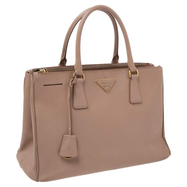 Pre Owned Prada Dusty Pink Saffiano Lux Leather Medium Galleria Tote