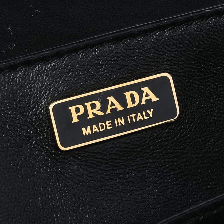 Pre Owned Prada Burgundy/Black Calf Hair And Leather Studded Cahier Top Handle Bag