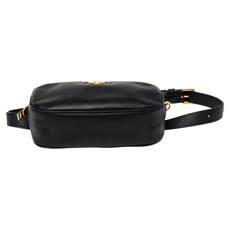 Pre Owned Prada Black Saffiano Lux Leather Belt Bag