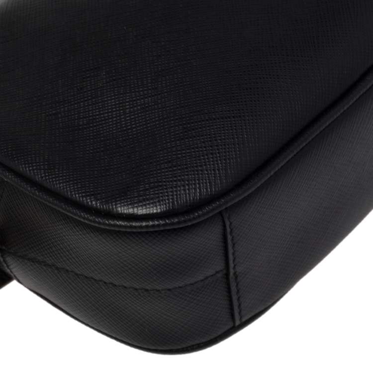 Pre Owned Prada Black Saffiano Lux Leather Belt Bag