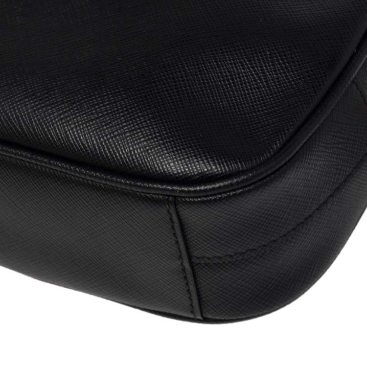 Pre Owned Prada Black Saffiano Lux Leather Belt Bag