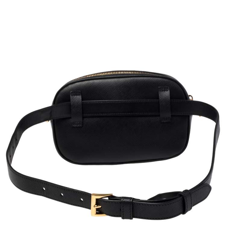 Pre Owned Prada Black Saffiano Lux Leather Belt Bag