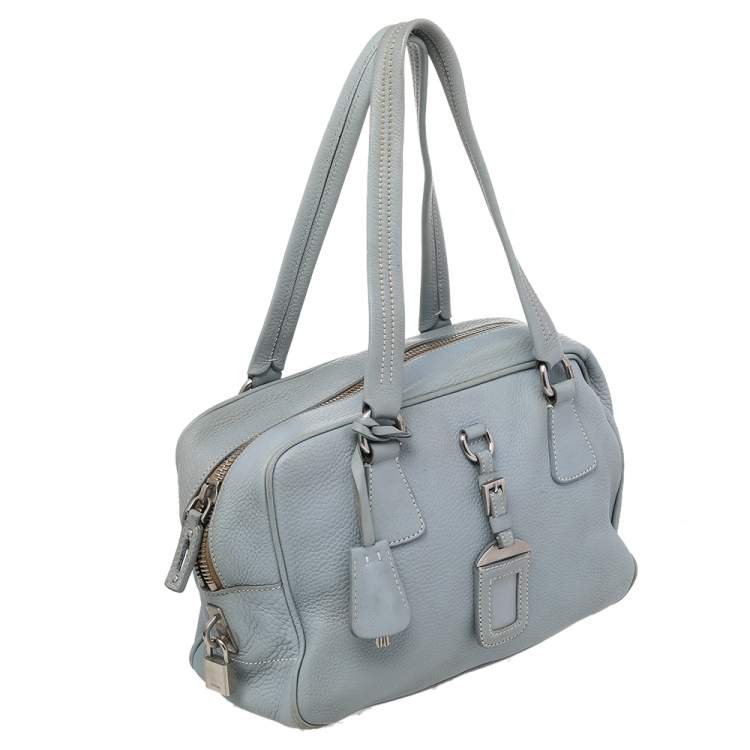 Pre Owned Prada Blue Leather Bauletto Satchel