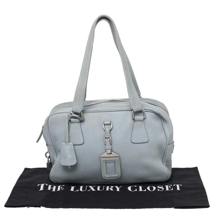 Pre Owned Prada Blue Leather Bauletto Satchel